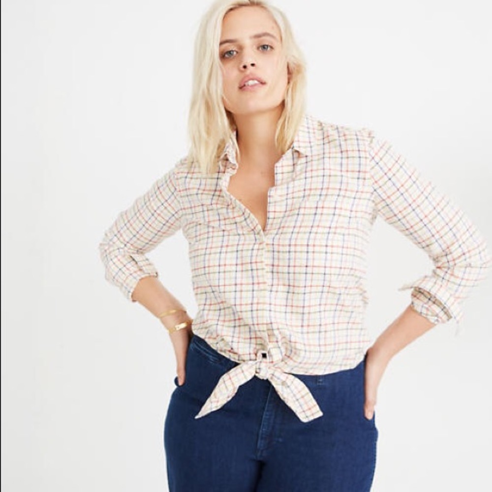 Madewell Tie Front Shirt in rainbow Stripes
